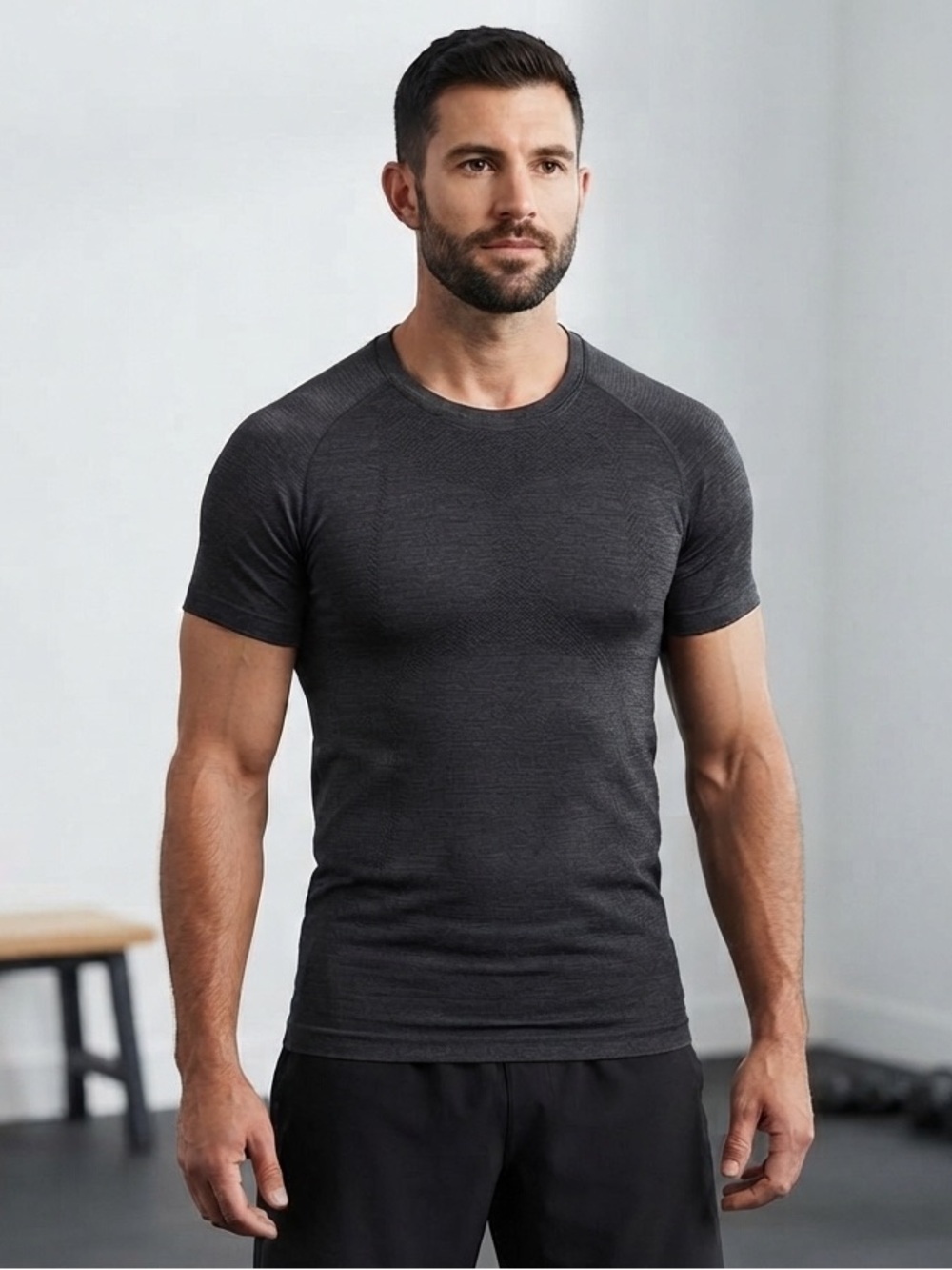 Men’s Lululemon Heathered Black Short Sleeve Crewneck Top